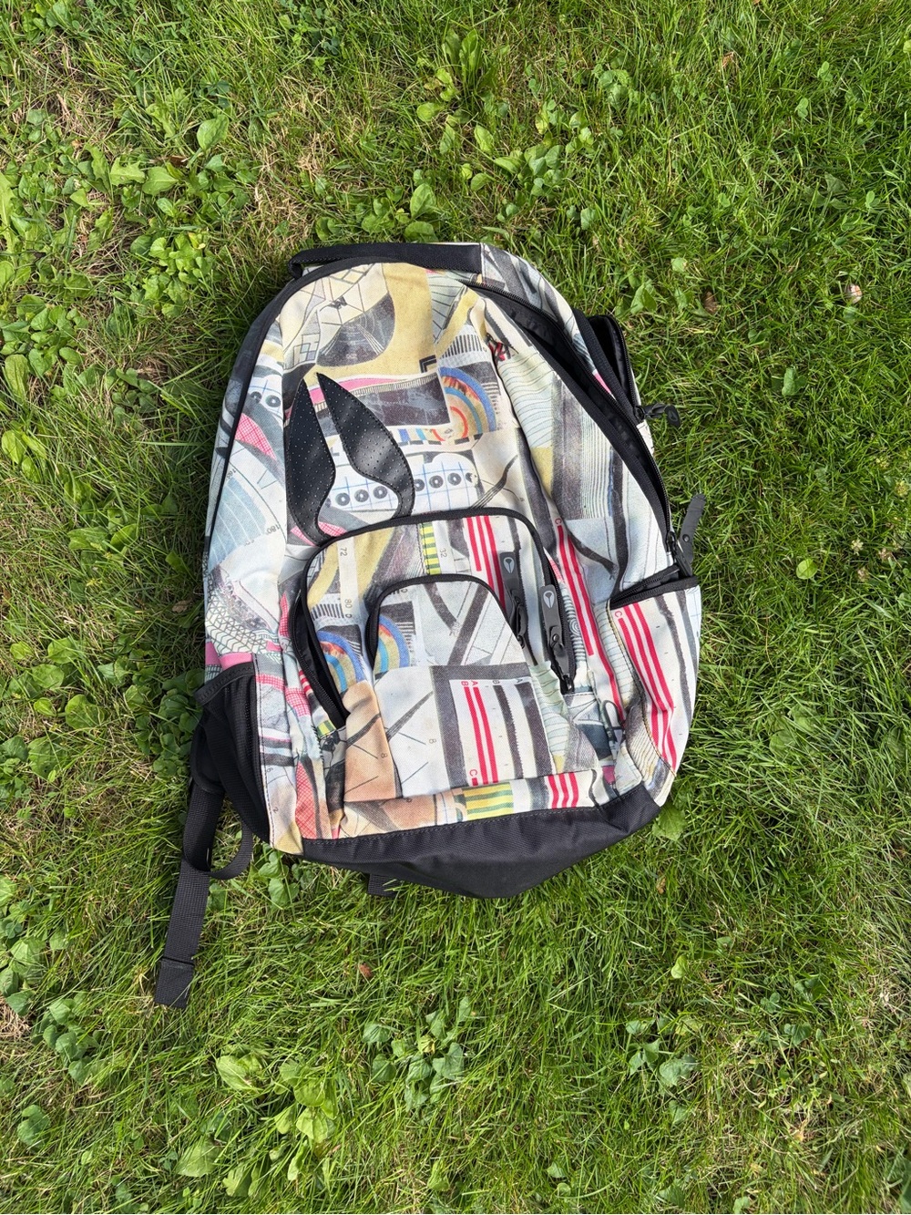 Multicolor Patterned Men's Backpack - Black Trim